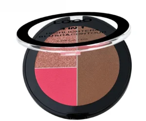 Private Label No Logo 3-Shade Waterproof Sweat-Proof All-in-One Highlight Blush Contour Palette, Highly Pigmented Long-Lasting Facial Makeup