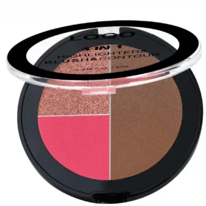 Private Label No Logo 3-Shade Waterproof Sweat-Proof All-in-One Highlight Blush Contour Palette, Highly Pigmented Long-Lasting Facial Makeup