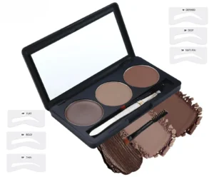 Private Label No Logo 3 Shade Waterproof Eyebrow Powder & Pomade Palette, Smudge-Proof Long-Lasting Natural Brow Shaping Makeup