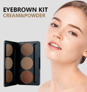 Private Label No Logo 3 Shade Waterproof Eyebrow Powder & Pomade Palette, Smudge-Proof Long-Lasting Natural Brow Shaping Makeup