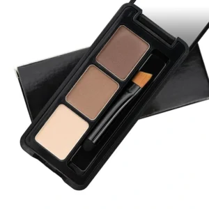 Private Label No Logo 3 Shades Matte Eyebrow Powder with Brush, Waterproof Sweat Proof Long Lasting Brow Definer Makeup