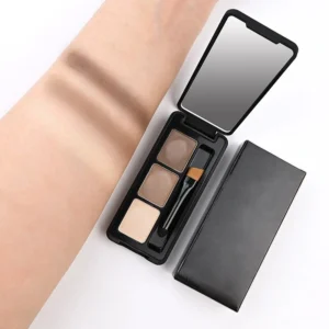 Private Label No Logo 3 Shades Matte Eyebrow Powder with Brush, Waterproof Sweat Proof Long Lasting Brow Definer Makeup