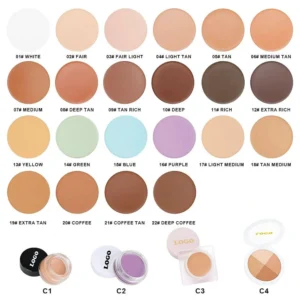 Private Label No Logo 4-Shade Hydrating Concealer Palette, Spot Dark Circle Blemish Covering Non-Caking Facial Correcting Makeup
