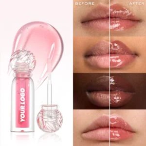 Private Label No Logo 6 Shades Fruit Flavor Clear Hydrating Plumping Lip Oil, Dewy Dudu Lips Nourishing Daily Lip Care