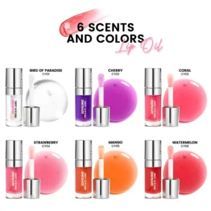 Private Label No Logo 6 Shades Fruit Flavor Hydrating Plumping Lip Oil, Clear Dewy Dudu Lips Nourishing Lip Gloss