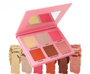 Private Label No Logo 6 Shades Low Saturation Matte Blush Palette, Multi-use Natural Nude Facial Rouge Makeup