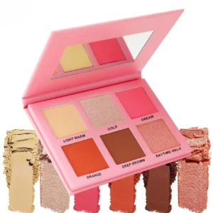 Private Label No Logo 6 Shades Low Saturation Matte Blush Palette, Multi-use Natural Nude Facial Rouge Makeup