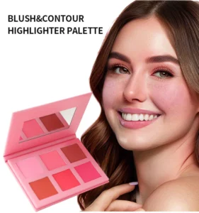 Private Label No Logo 6 Shades Low Saturation Matte Blush Palette, Multi-use Natural Nude Facial Rouge Makeup