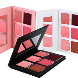 Private Label No Logo 6 Shades Multi-use Cream Blush Palette, Natural Nude Long Wear Facial Rouge Makeup