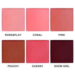 Private Label No Logo 6 Shades Multi-use Cream Blush Palette, Natural Nude Long Wear Facial Rouge Makeup
