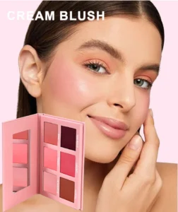 Private Label No Logo 6 Shades Multi-use Cream Blush Palette, Natural Nude Long Wear Facial Rouge Makeup