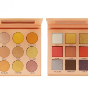 Private Label No Logo 9-Shade Matte Shimmer Fine Glitter Multi-Use Eyeshadow Palette, Highly Pigmented Daily Eye Makeup