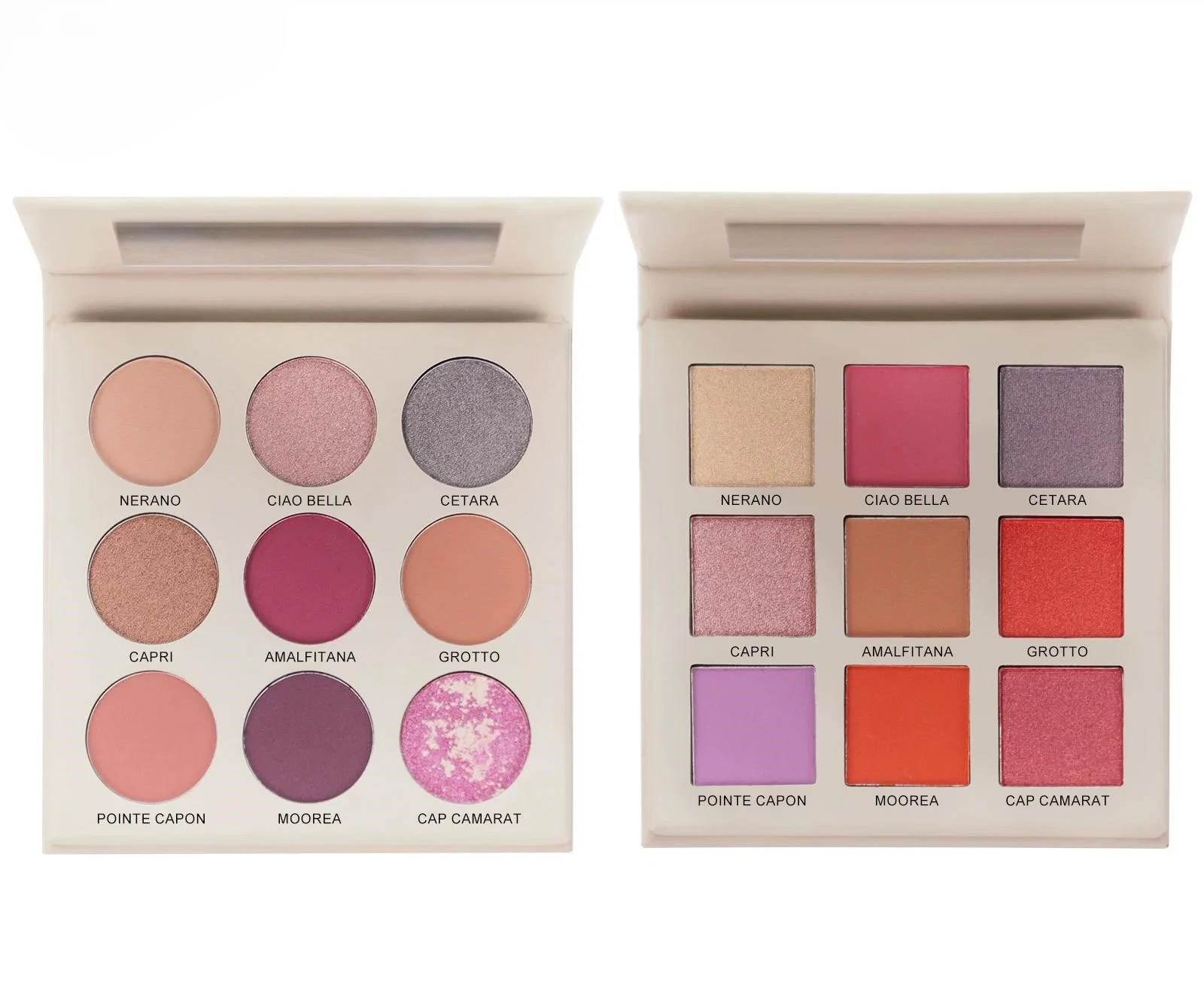 Private Label No Logo 9-Shade Pink Earth-Tone Eyeshadow Palette, Matte Shimmer Highly Pigmented Daily Eye Makeup
