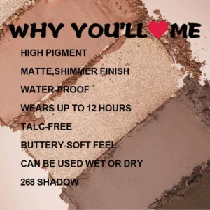 Private Label No Logo 9-Shade Pink Earth-Tone Eyeshadow Palette, Matte Shimmer Highly Pigmented Daily Eye Makeup