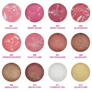 Private Label No Logo Baked Blush Powder, Matte Shimmer Mixed Multi-tone Highly Pigmented Long Wear Face Rouge