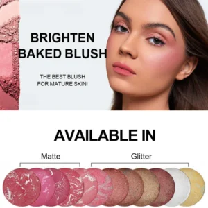 Private Label No Logo Baked Blush Powder, Matte Shimmer Mixed Multi-tone Highly Pigmented Long Wear Face Rouge