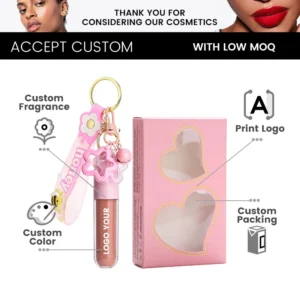 Private Label No Logo Cute Bee Pendant Decor Multi Shade Lip Gloss, Hydrating Long Wear Non Transfer Plumping Lip Makeup