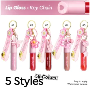 Private Label No Logo Cute Bee Pendant Decor Multi Shade Lip Gloss, Hydrating Long Wear Non Transfer Plumping Lip Makeup