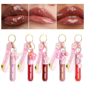 Private Label No Logo Cute Bee Pendant Decor Multi Shade Lip Gloss, Hydrating Long Wear Non Transfer Plumping Lip Makeup
