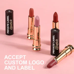 Private Label No Logo Black Gold Tube Velvet Matte Lipstick, Non Transfer Cup Proof Long Lasting Hydrating Lip Makeup