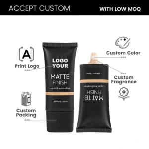 Private Label No Logo Black Soft Tube Liquid Foundation, Hydrating Full Coverage Oil Control Long Wear Base Makeup