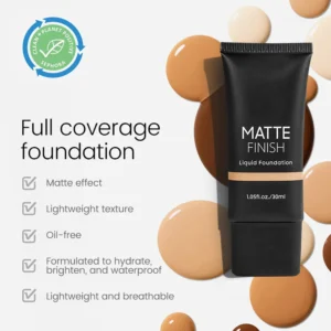 Private Label No Logo Black Soft Tube Liquid Foundation, Hydrating Full Coverage Oil Control Long Wear Base Makeup