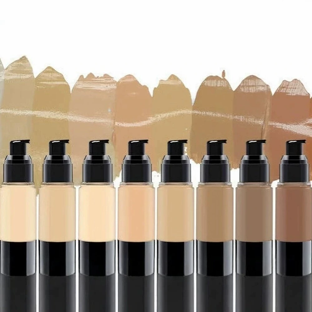 Private Label No Logo Black Vacuum Bottle Oil Control Primer Foundation Cream, Hydrating Concealing Long Wear Facial Base Makeup
