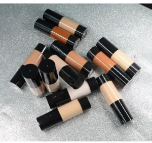 Private Label No Logo Black Vacuum Bottle Oil Control Primer Foundation Cream, Hydrating Concealing Long Wear Facial Base Makeup