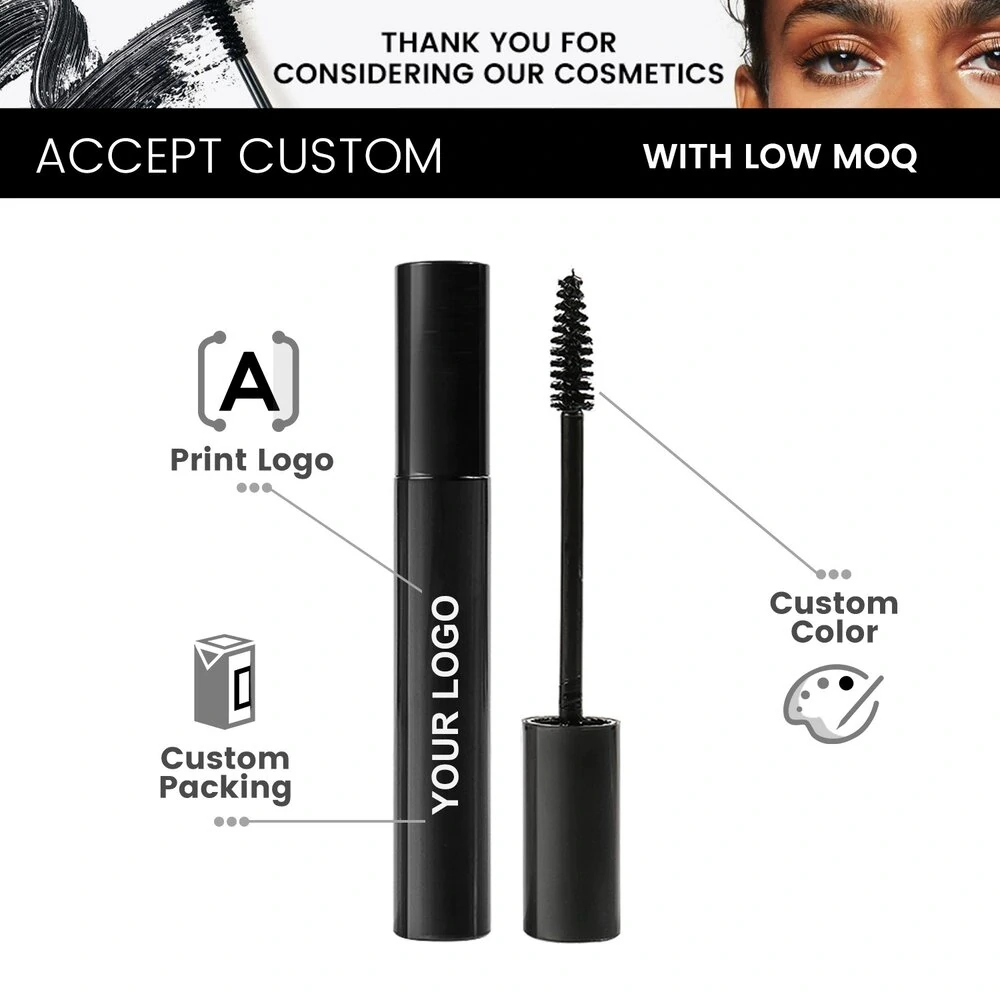 Private Label No Logo Waterproof Smudge Resistant Black Mascara, Lengthening Curling Volumizing Long Lasting Eyelash Makeup