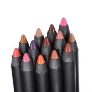 Private Label No Logo Black Wooden Lip Liner Pencil, Waterproof Long Lasting Precise Lip Contour Plumping Shaping Makeup