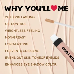 Private Label No Logo Hydrating Breathable Eye Primer, Brightening Transfer Proof Pore Minimizing Eye Base Makeup
