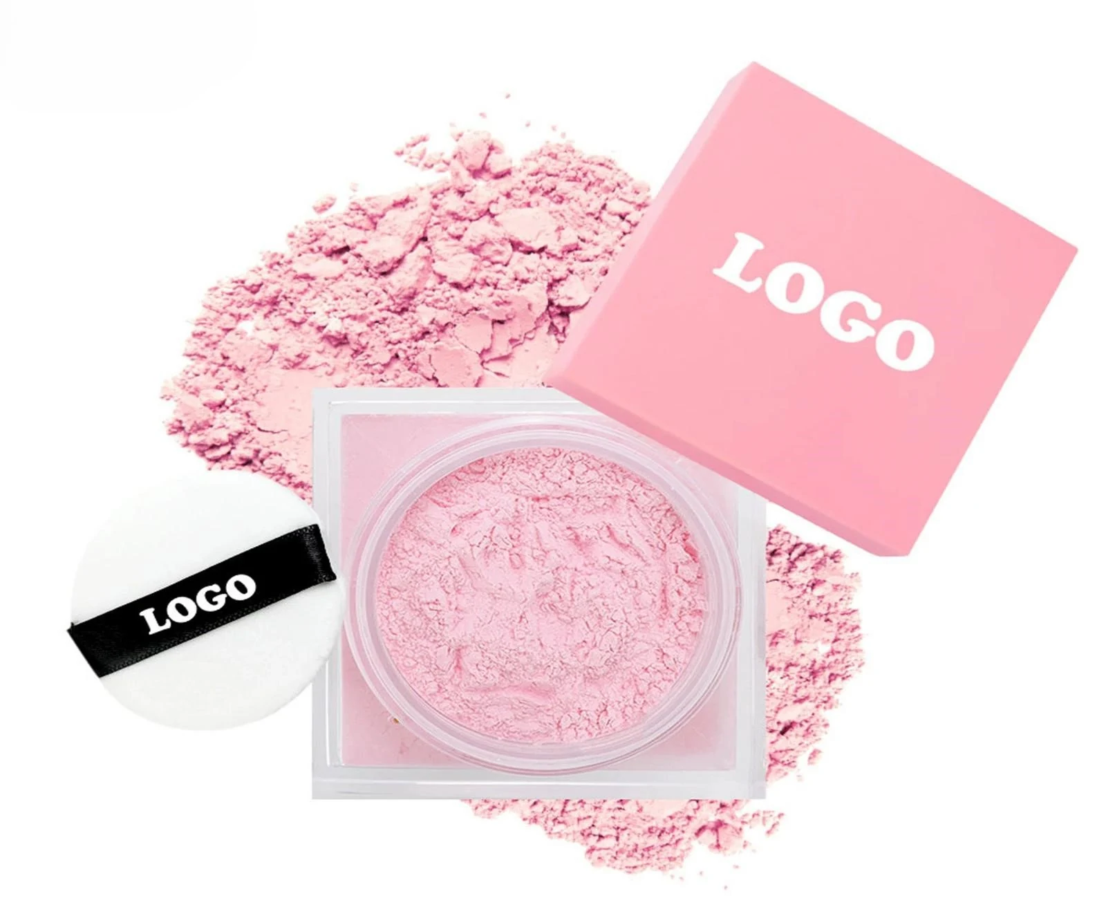 Private Label No Logo Waterproof Oil Control Loose Setting Powder, Non-Caking Brightening Long Lasting Facial Finishing Makeup