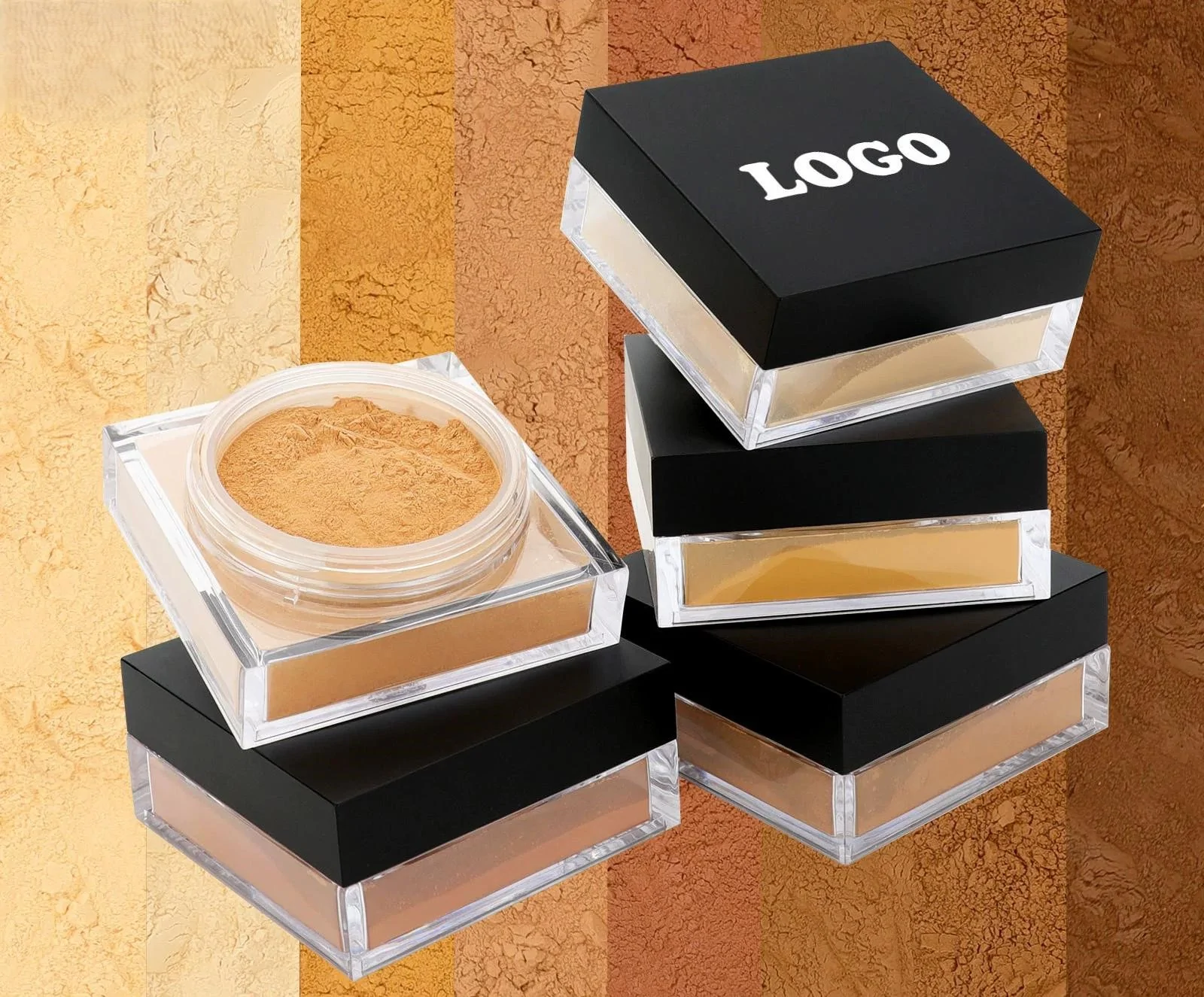 Private Label No Logo Waterproof Oil Control Loose Setting Powder, Non-Caking Brightening Concealing Long Lasting Face Finishing Powder