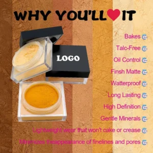 Private Label No Logo Waterproof Oil Control Loose Setting Powder, Non-Caking Brightening Concealing Long Lasting Face Finishing Powder