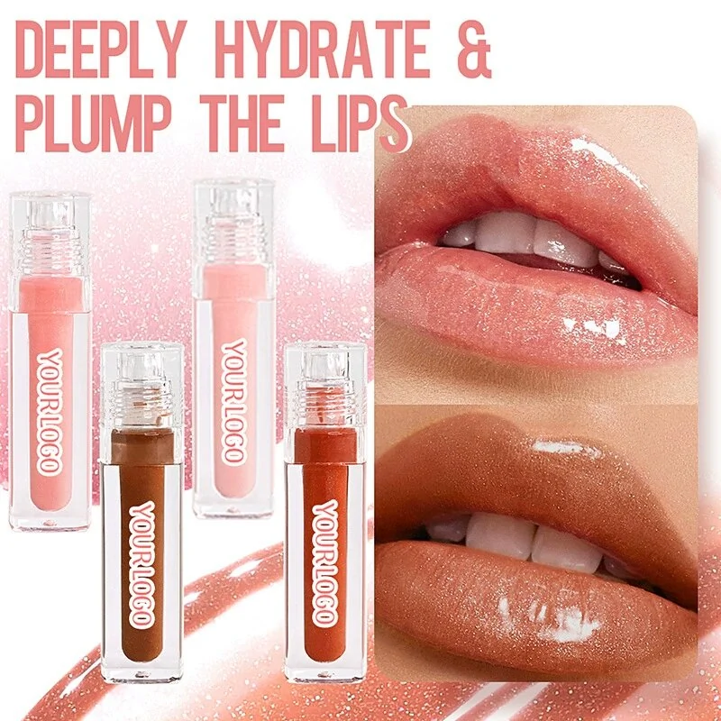 Private Label No Logo Diamond Glitter Mirror Non-sticky Hydrating Plumping Long Wear Lip Gloss