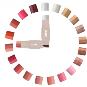 Private Label No Logo Dual-End Low-Saturation Blush & Highlight Stick, Matte Shimmer Natural Nude Facial Brightening Rouge Makeup