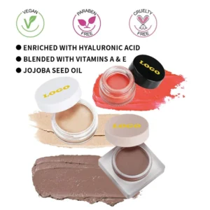 Private Label No Logo Dual-End Low-Saturation Cream Blush Stick, Matte Shimmer Multi-Use Natural Nude Facial Rouge Makeup
