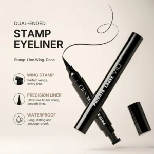 Private Label No Logo Dual End Stamp Waterproof Black Liquid Eyeliner, Smudge Resistant Natural Long Lasting Eye Makeup