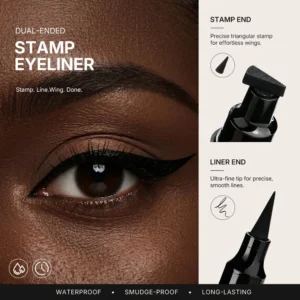 Private Label No Logo Dual End Stamp Waterproof Black Liquid Eyeliner, Smudge Resistant Natural Long Lasting Eye Makeup