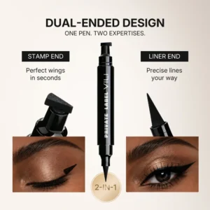 Private Label No Logo Dual End Stamp Waterproof Black Liquid Eyeliner, Smudge Resistant Natural Long Lasting Eye Makeup