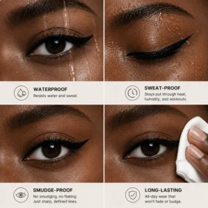 Private Label No Logo Dual End Stamp Waterproof Black Liquid Eyeliner, Smudge Resistant Natural Long Lasting Eye Makeup