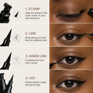 Private Label No Logo Dual End Stamp Waterproof Black Liquid Eyeliner, Smudge Resistant Natural Long Lasting Eye Makeup