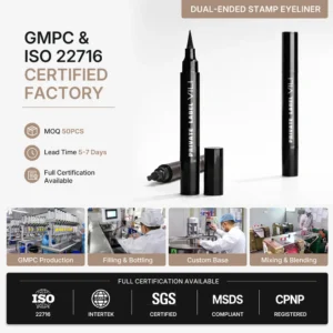 Private Label No Logo Dual End Stamp Waterproof Black Liquid Eyeliner, Smudge Resistant Natural Long Lasting Eye Makeup