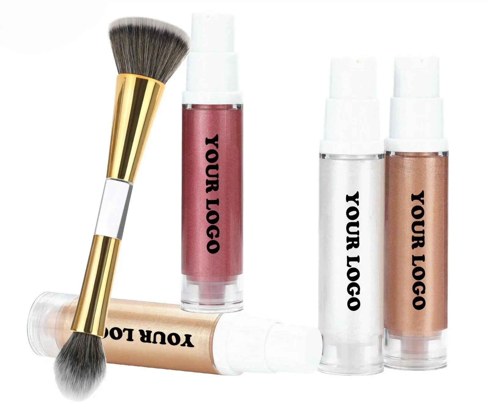 Private Label No Logo Matte Shimmer Fine Glitter Liquid Highlighter, Dewy Skin Facial Brightening Radiant Makeup