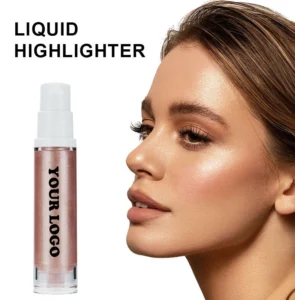 Private Label No Logo Matte Shimmer Fine Glitter Liquid Highlighter, Dewy Skin Facial Brightening Radiant Makeup