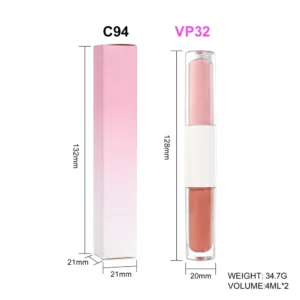 Private Label No Logo Dual End 2 In 1 Nude Matte Lip Gloss, Non Transfer Hydrating Long Wear Lip Color