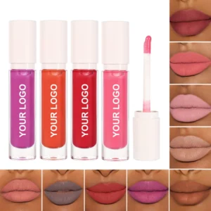Private Label No Logo Fruit Scent Diamond Round Tube Clear Plumping Lip Gloss, Hydrating Dewy Dudu Lips Lip Makeup