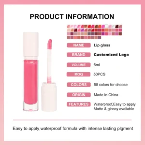 Private Label No Logo Fruit Scent Diamond Round Tube Clear Plumping Lip Gloss, Hydrating Dewy Dudu Lips Lip Makeup