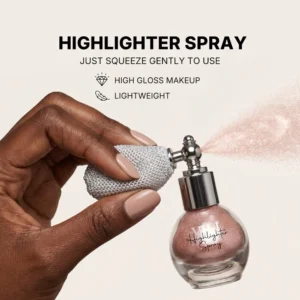 Private Label No Logo Shimmer Glitter Highlighter Setting Spray, Natural Dewy Facial Brightening Makeup Fixer