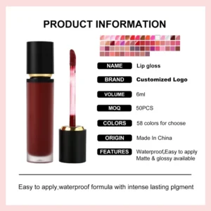 Private Label No Logo Glossy Plumping Lip Gloss, Non Transfer Cup Proof Hydrating Long Lasting Liquid Lip Color